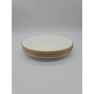 Cauldon China England 4 White Salad Plates with Gold Trim 8"